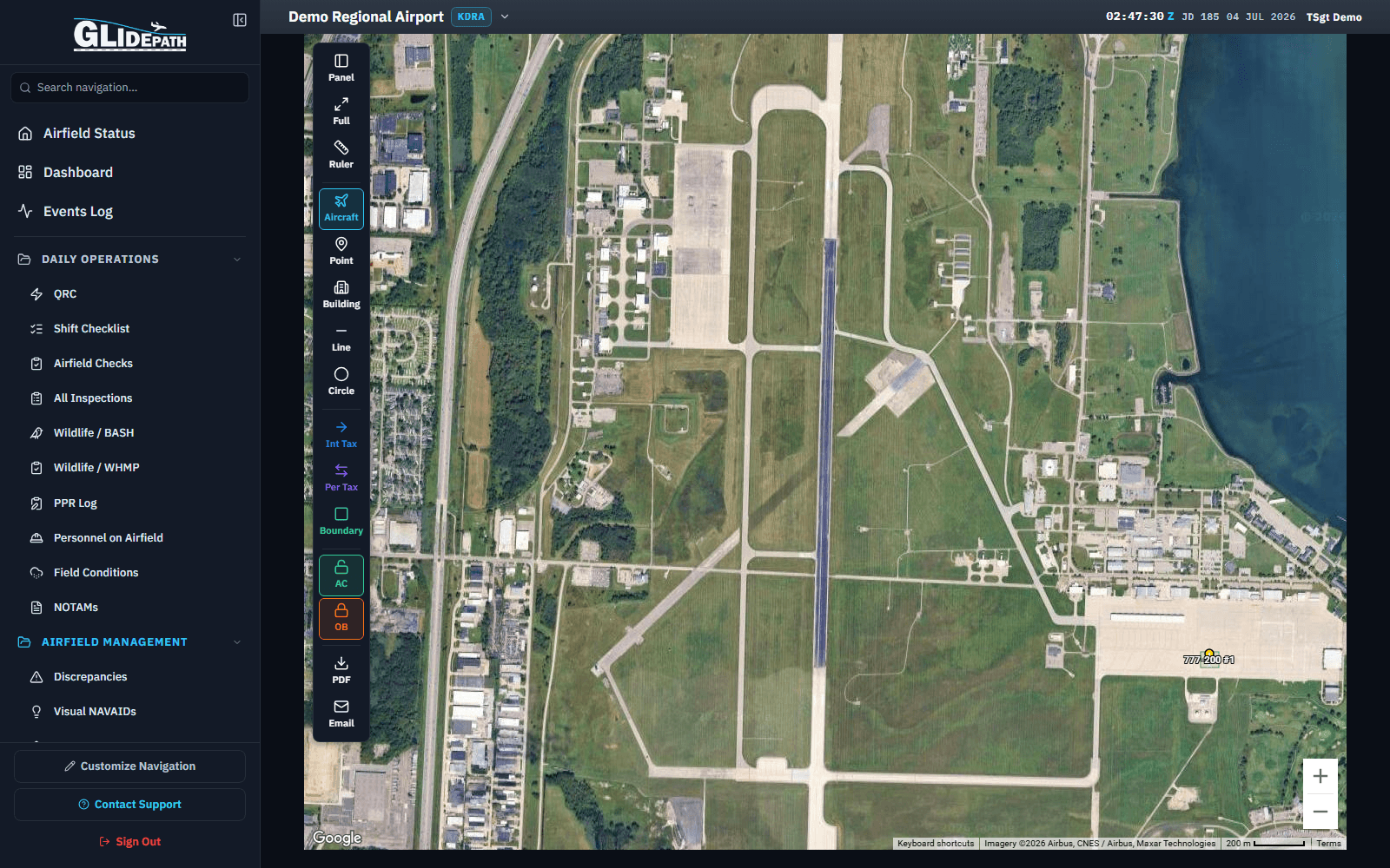 Aircraft Parking map for a demo regional airport